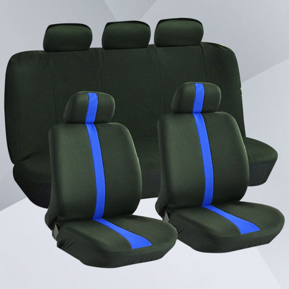 9 unids/set cubierta Universal de asiento de coche cubiertas de asiento completo Interior de coche decoración (rojo): Blue