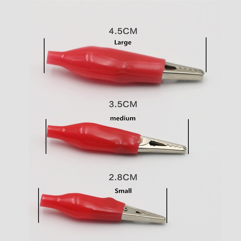 10pcs 28/35/45mm Metal Alligator Clip Crocodile Electrical Clamp for Testing Probe Meter Black and Red with Plastic Boot