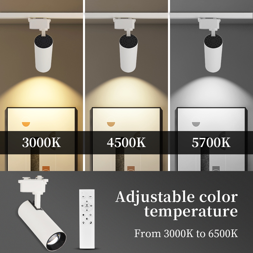 Led track spotlights with remote control, adjustable brightness, spotlight, led track lighting for living room, track ceiling light
