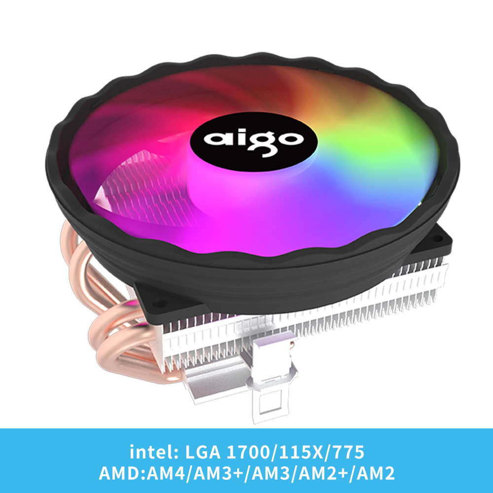 Aigo ice 400x 4 varmerør cpu-kjølervifte rgb 4- pins pwm datamaskinkabinettvifte stille intel lga 1700 1200 1150 1151 amd  am3 am4: Blå