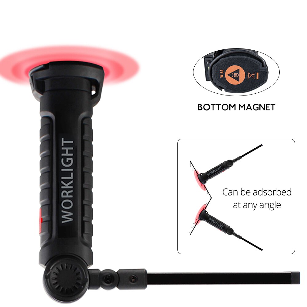 5W 10W Rechargeable LED Work Lights Portable Hand Lamp 800 Lumen 5 Modes COB LED Spotlight With Magnetic Base IP44