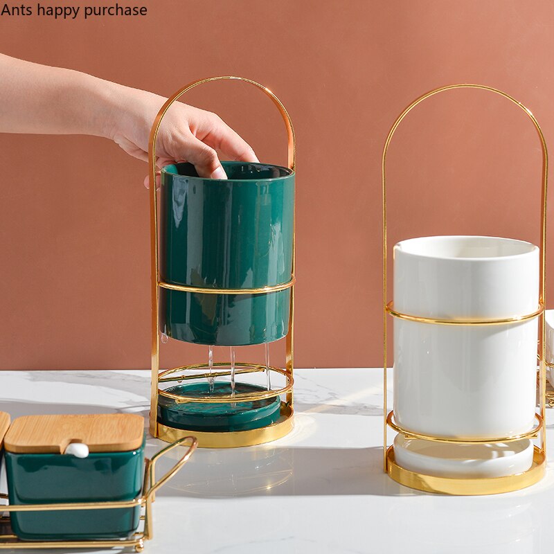 Ijzer Kunst Keramiek Eetstokje Houder Huis Keuken Benodigdheden Servies Opslag Tank Afvoer Rack Bestek Opbergdoos Keuken Organizer