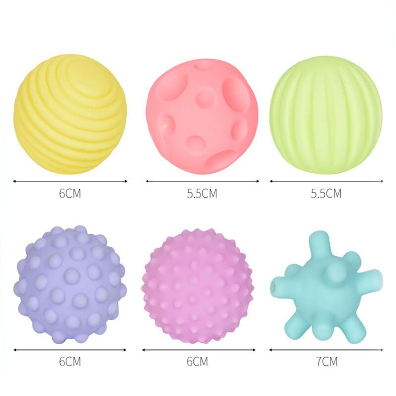 6PC Infant Soft Ball Toys Multi-Texture Touch Ball Eco-Friendly Colorful Ball Baby Water Game Water Balloons Bath Toys For Kids