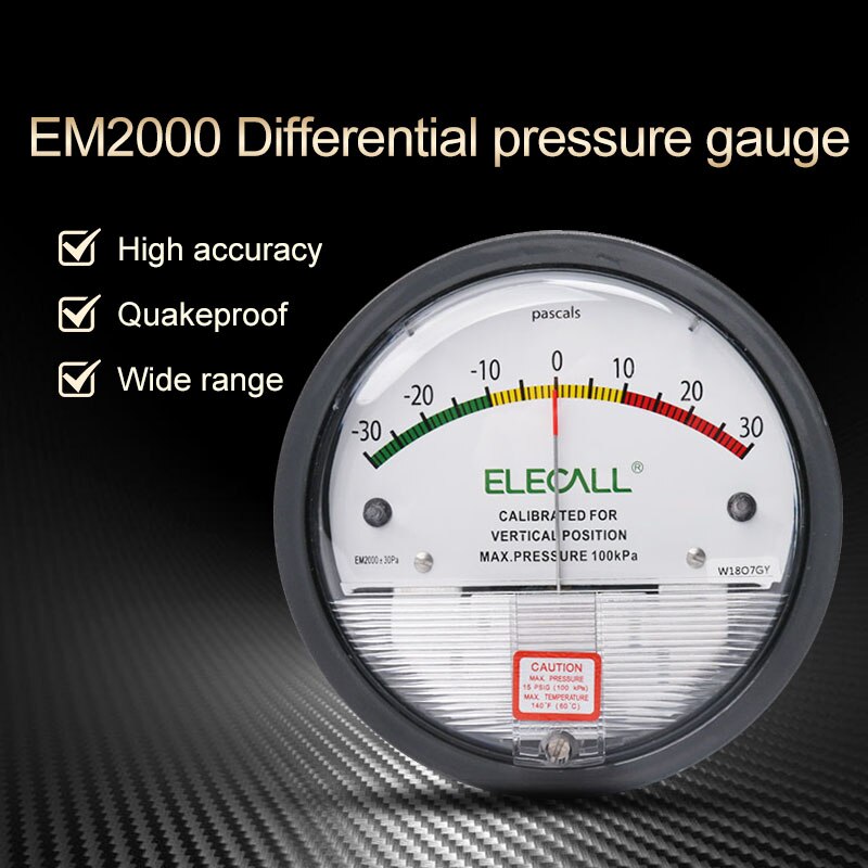 Differential Pressure Gauge micromanometer analog Manometer Pointer for air gas meters -30PA-30KPA EM2000