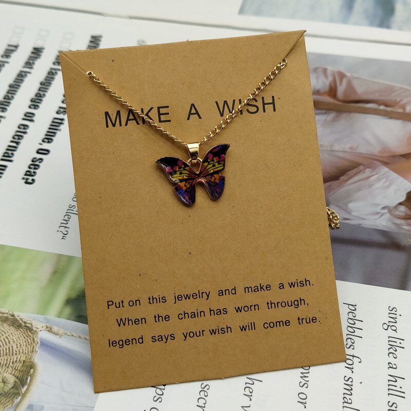 Women Necklace Blue Purple Color Pendant Popular Neck Jewelry For Friend Delicated Necklace: GF