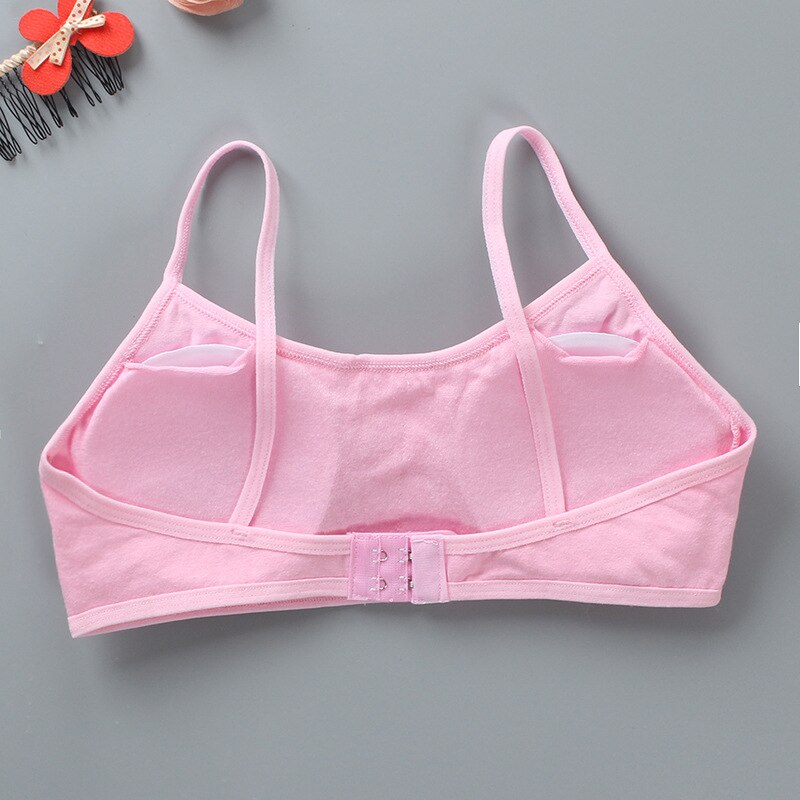 8-16 Years Cotton Girl&#39;s Training Bra Puberty Schoolgirl Detachable Chest Pad Sports Bras Girl Underwear Tube Top Daily Fitness: Pink