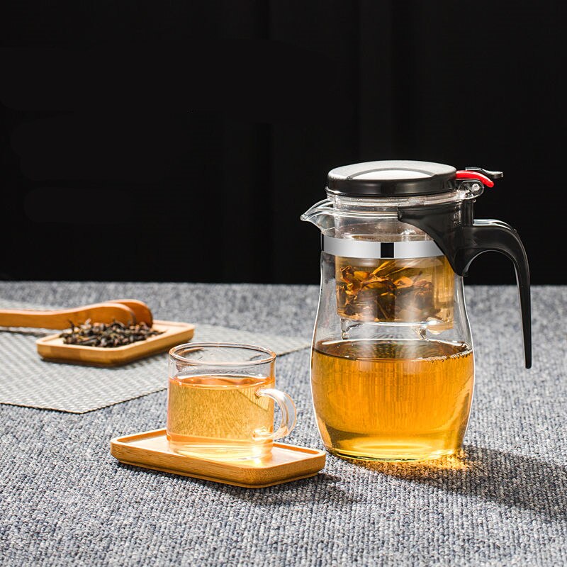 Vidro resistente ao calor chá infusor bule de chá chinês kung fu conjunto chá puer chaleira fabricante de vidro café conveniente escritório chá conjuntos