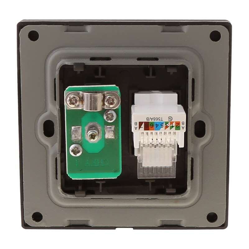 RJ45 Wall Internet Socket With TV Outlet Stainless Steel Brushed Silver Panel 85DA