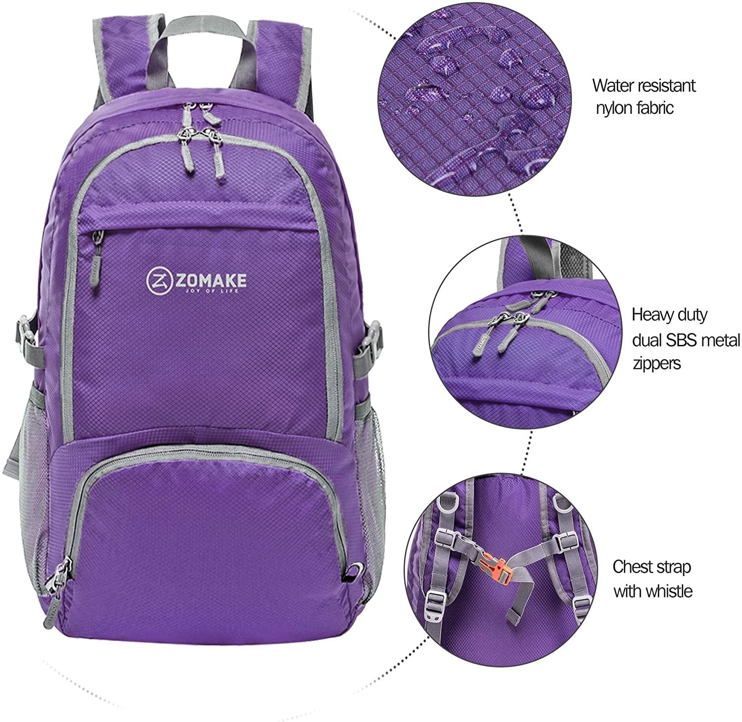Zomake – sac à dos pliant 30L léger, sac à dos compact, étanche, adapté à la randonnée pour hommes et femmes