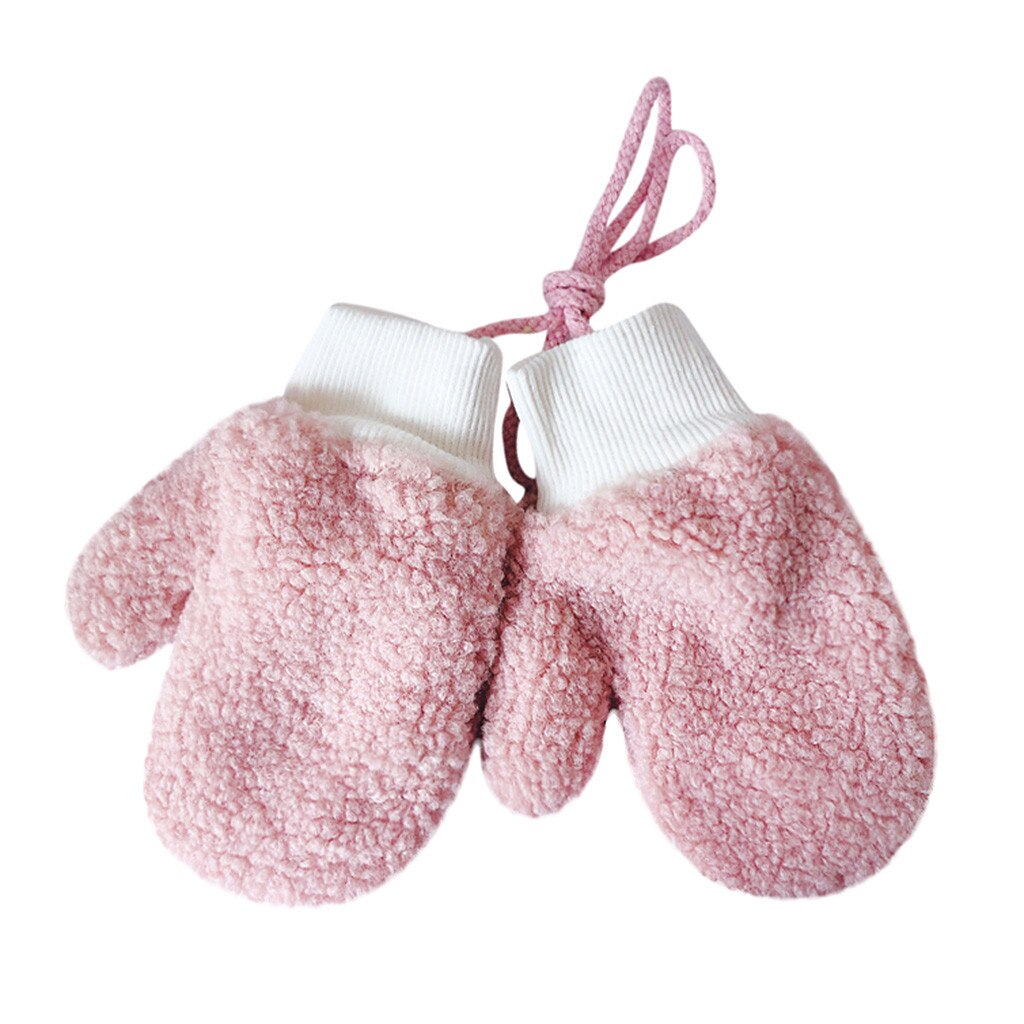 Kleinkind Baby Süssigkeit Farben Verdicken Handschuhe Kind Junge Mädchen Seil Handschuhe Voll Finger Warme Gestrickte Handschuhe Handschuhe Baby Handschuhe Перчатки: Rosa