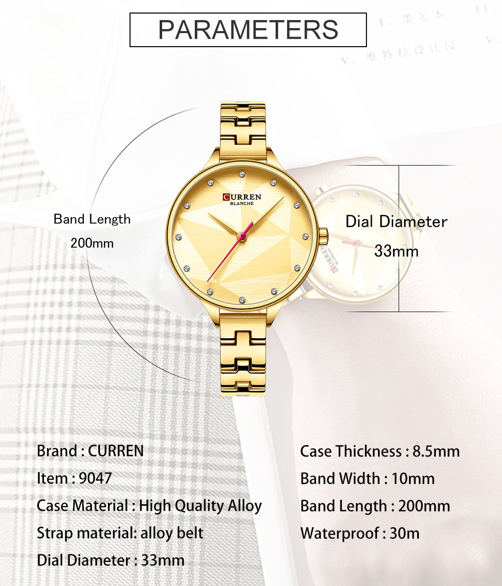 Curren top casual quartz dameshorloge polshorloge roestvrij staal dameshorloge dameshorloge met armband
