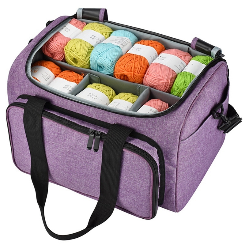 Knitting Bag Yarn Tote Organizer With Inner Divider For Wool Crochet Hooks Knitting Needles Sewing Set Diy Storage Bag