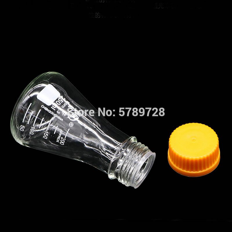 1pcs Borosilicate glass conical flask with yellow spiral lid capacity 250/500/1000/2000ml Laboratory glass container