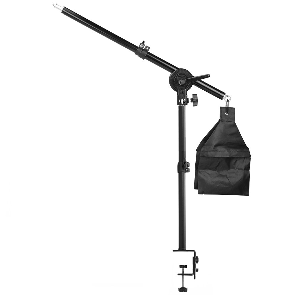 Adjustable Tabletop Light Stand C Clamp Overhead Telescopic Boom Arm with Sandbag for DSLR Camera Ring Light LED Video Panel: A