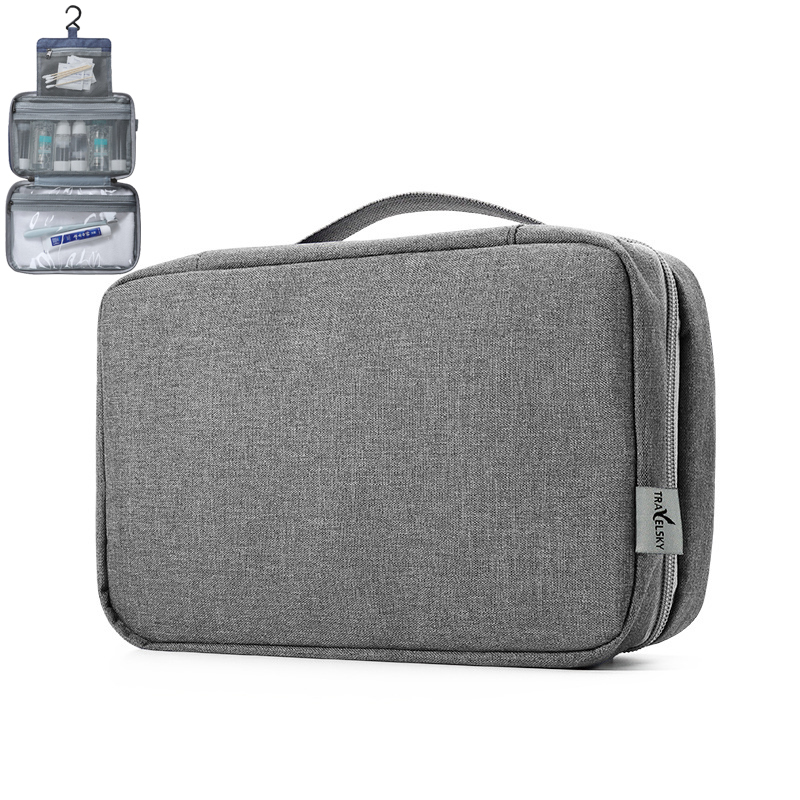 Cosmetische Tas Waterdichte Mannen Opknoping Up Tas Oxford Travel Organizer Make Up Case Voor Vrouwen Benodigdheden Wassen Toilettas: GRAY