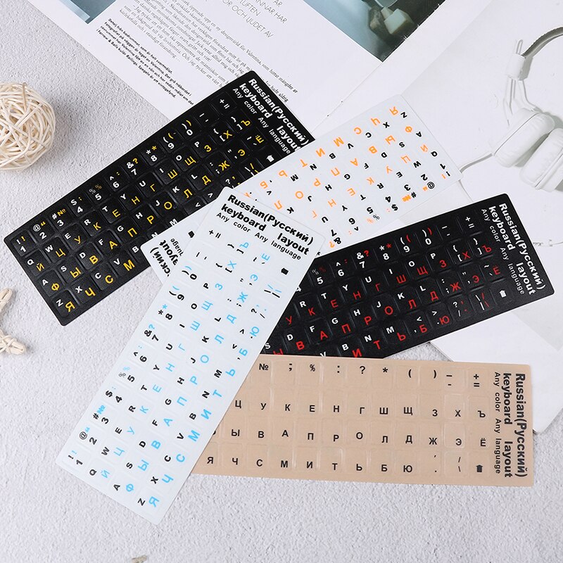 Standard Waterproof Russian Language Keyboard Stickers Layout with Button Letters Alphabet for Computer Keyboard Protective Film