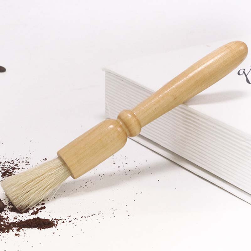 Kaffemaskin borste trä handtag & amp; naturliga borst maskin grupp huvud rengöring köksredskap kaffekvarn borstar