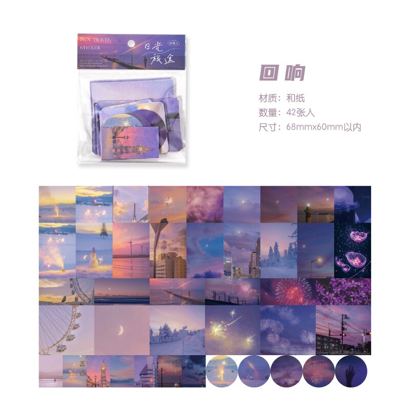 Yoofun 42pcs Kawaii Aesthetic Arts Sticker Unrepeated Patterns Cute Decor Paper for Collage Junk Journals DIY Stationery