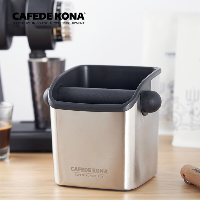 CAFEDEKONA Coffee Knock Box 700ml High-capacity With Sturdy Steel Build No-slip Base Padded Knock Bar Great Pick For Baristas