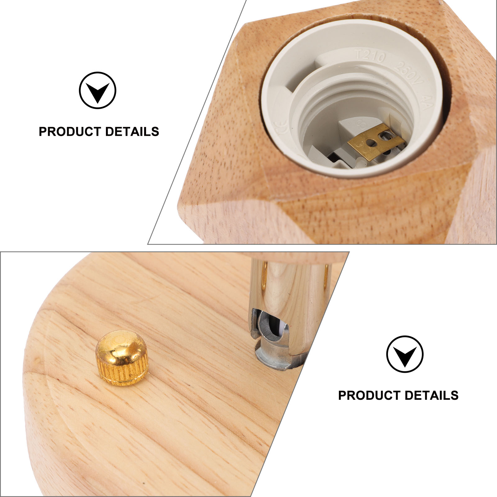 Wood E27 Thread Lamp Holder Rotatable Light Socket Ceiling Light Bulb Socket