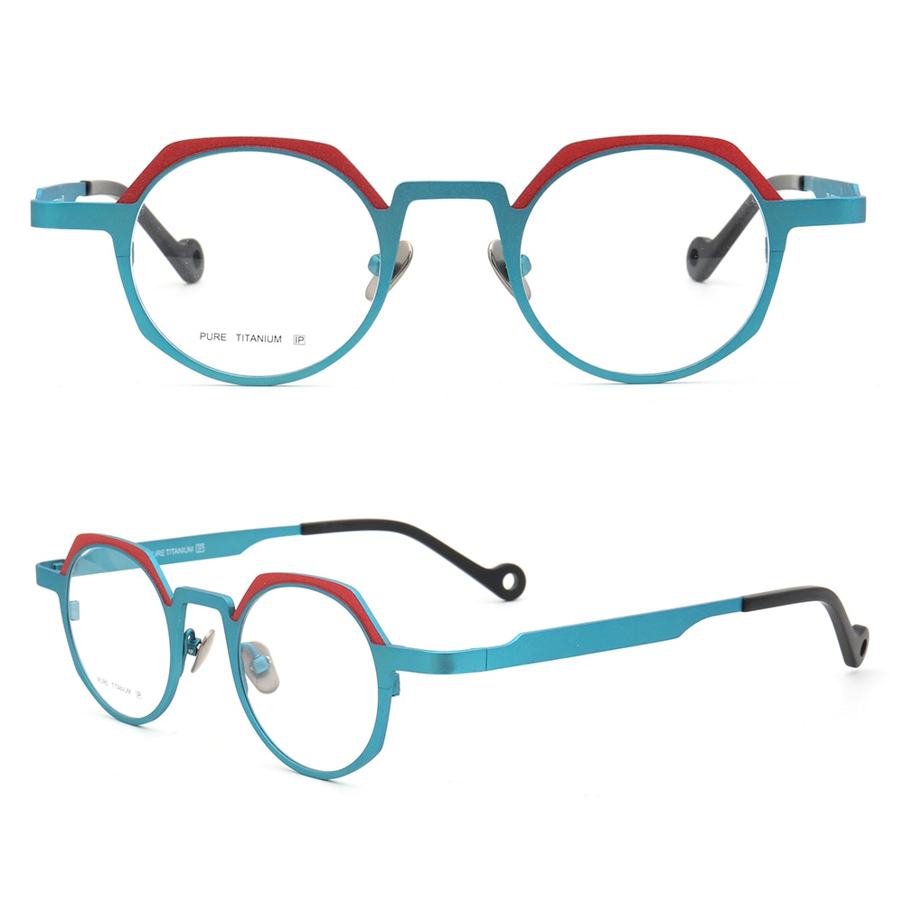 Women Round Pure Titanium Eyeglass Frames Men Vintage Optical Glasses Frames Prescription Eyewear Light Spectacles Retro Blue