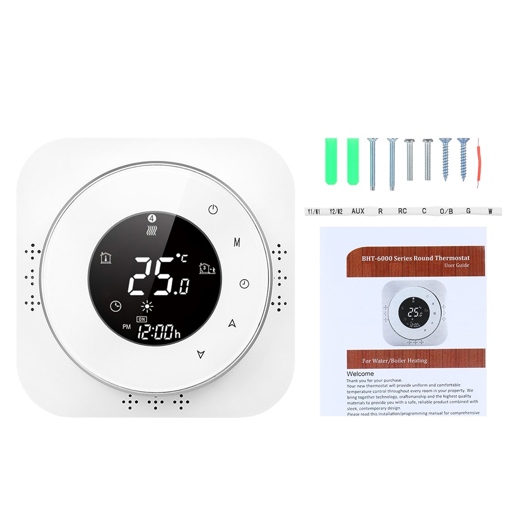 Smart WiFi Touch Thermostat Programmable Voice APP Control Temperature Wireless Controller For Boiler Heating Works Google Home