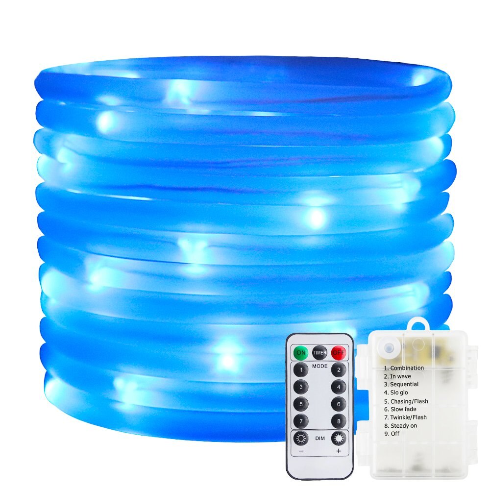 Led-köysiputkivalosarja 5m 10m ulkokäyttöön tarkoitettu jouluvalonauha kuparilangasta valmistettu keijuvaloseppele tee-se-itse-puutarha-aidan juhlakoristeeseen: Sininen / 10m 100 ledit
