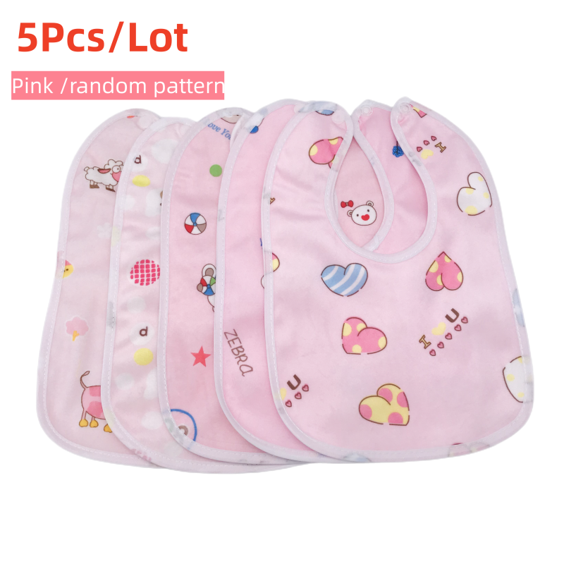 5pc Baby100% Cotton Babadores Burp Saliva Towel Cartoon Bibs Bandana Waterproof Boys Girls Accessories Clothing: pink