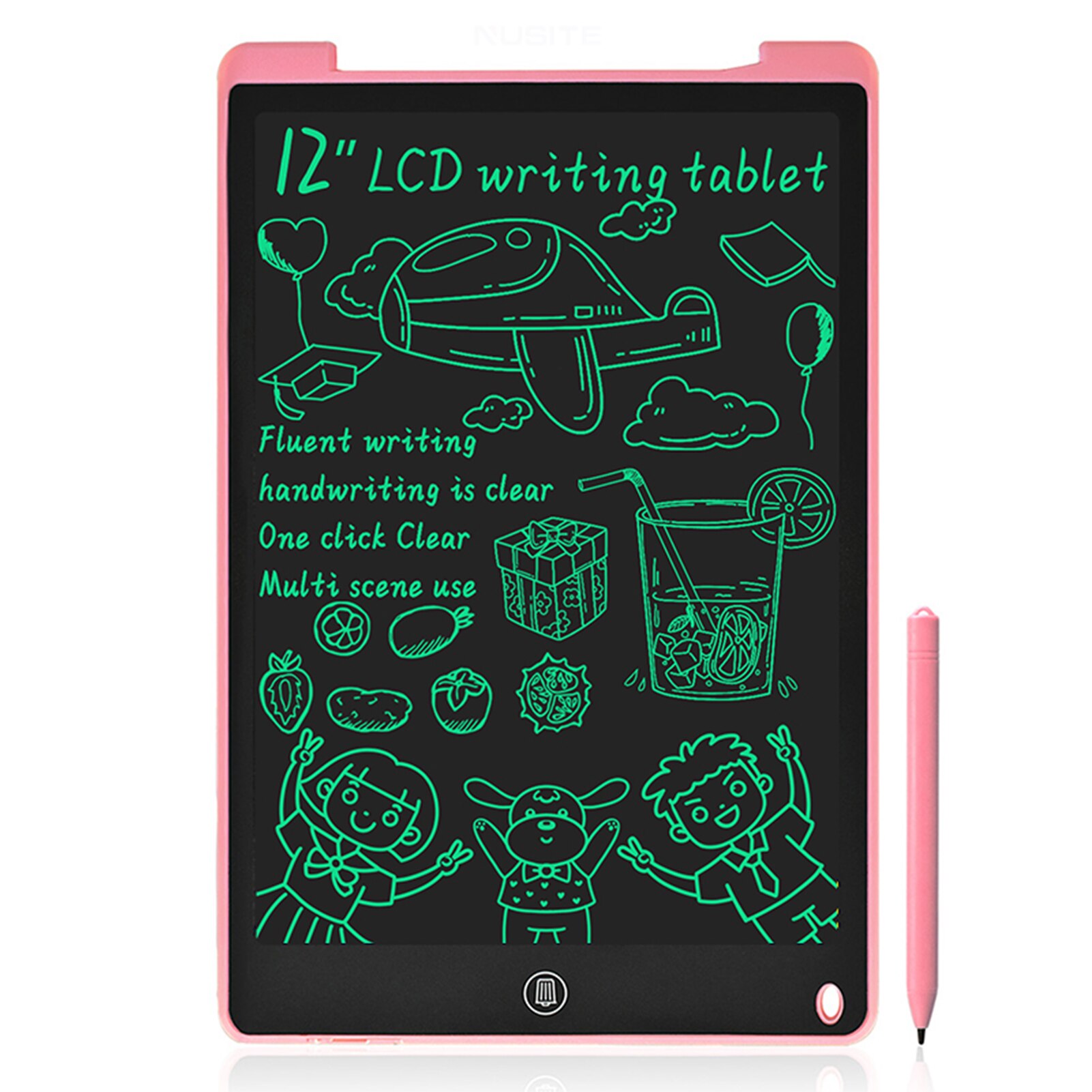 LCD Writing Tablet 12 Inch Color Screen with Stylus Drawing Writing Taking Notes Leaving Messages for Toddlers Adults: Pink 1