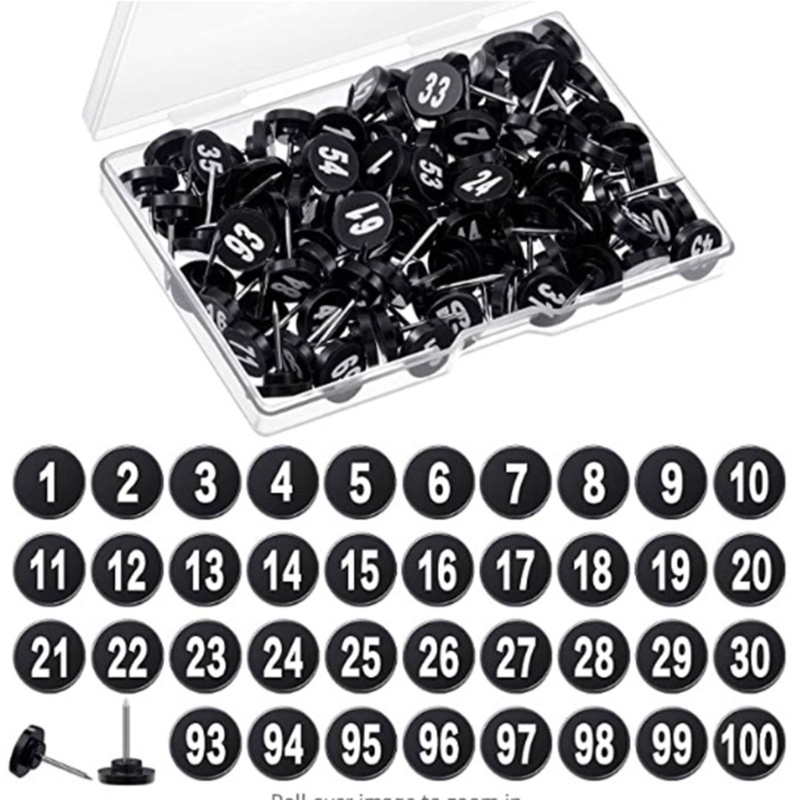 100Pcs Numbered Thumbtacks Numbered Pushpins Map Pins for Bulletin Boards