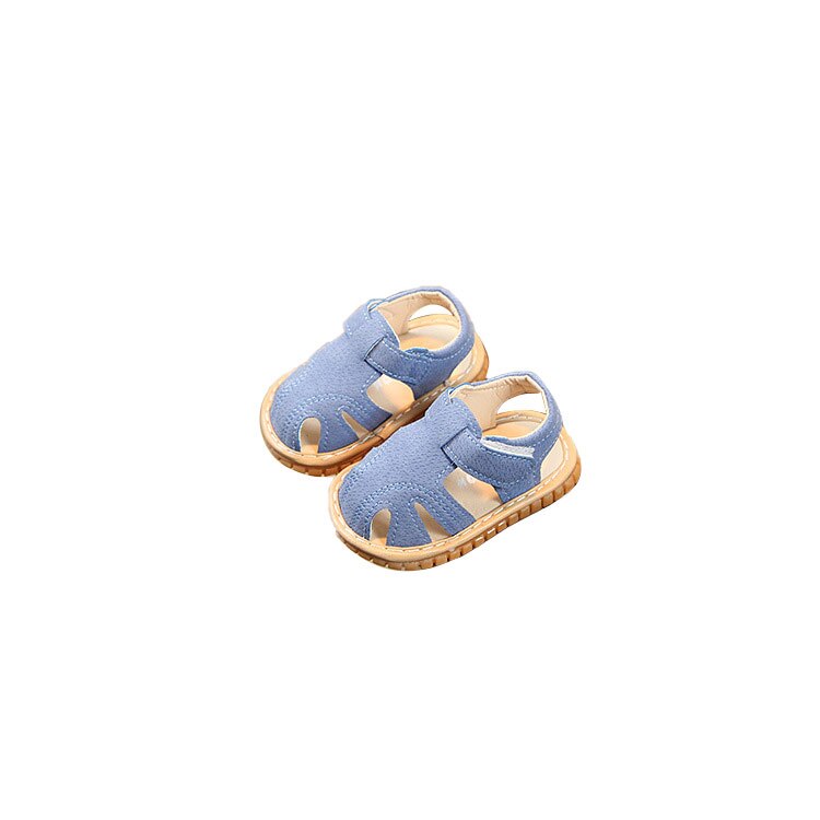 Baby sandaler spædbørn børn blød sål skridsikker lukkede sandaler 0-2 y drenge piger sommer flade knirkende sko baby first walkers