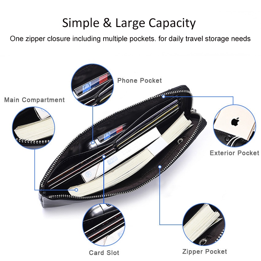 LouisWill longs portefeuilles hommes portefeuilles en cuir PU portefeuilles hommes sacs sacs à main à glissière unique pli porte-cartes sacs à main sacs