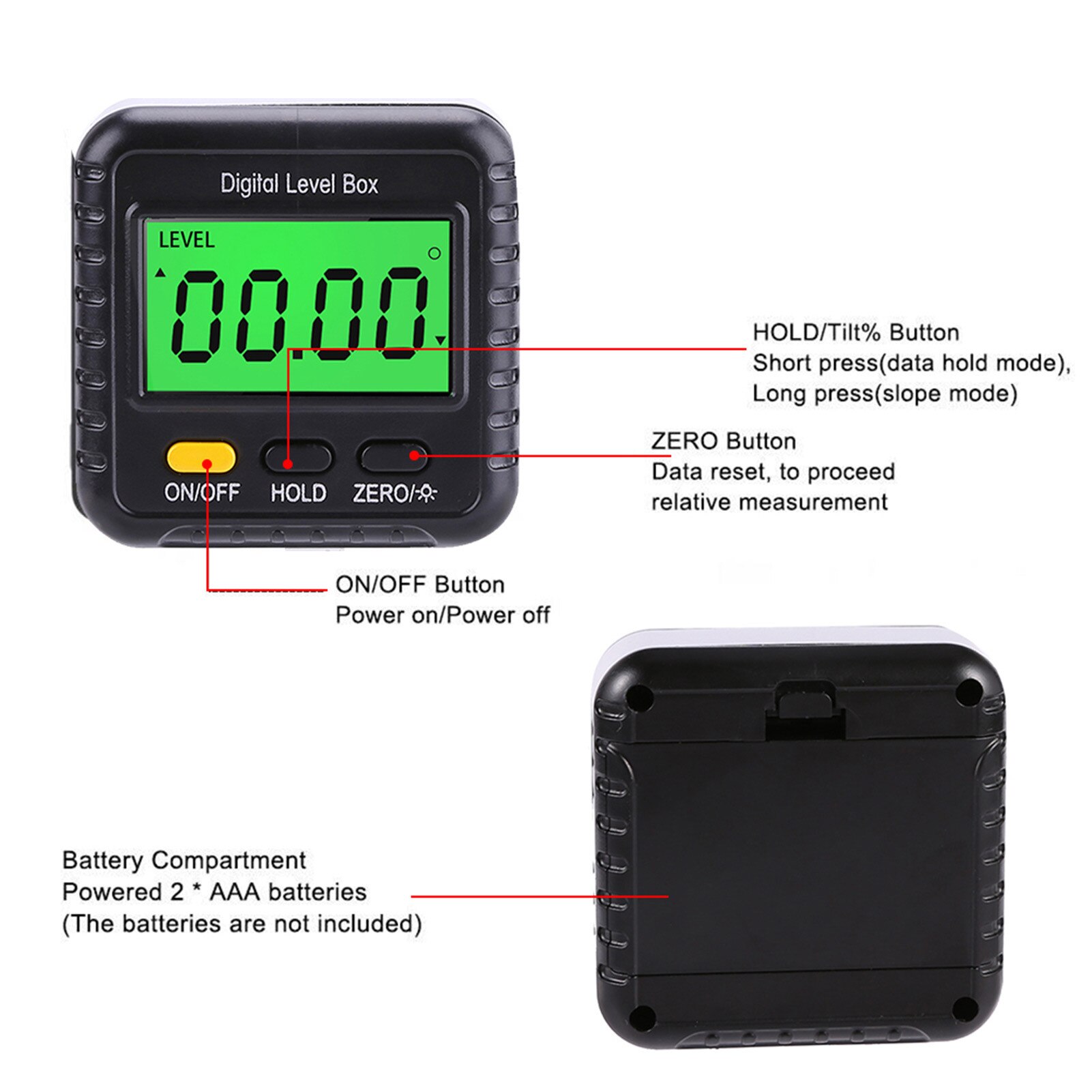 Level Meter Portable Digital Angle Measurement Tester Relative and absolute measurement interchange position angle and slope