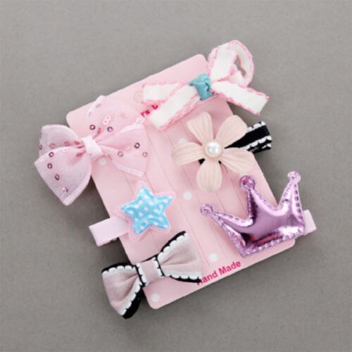 6pz/5pz Del bambino Tornante clip di Capelli Della Ragazza dell'arco Del Fiore mini Barrettes stella Bambini infante noi: Blu
