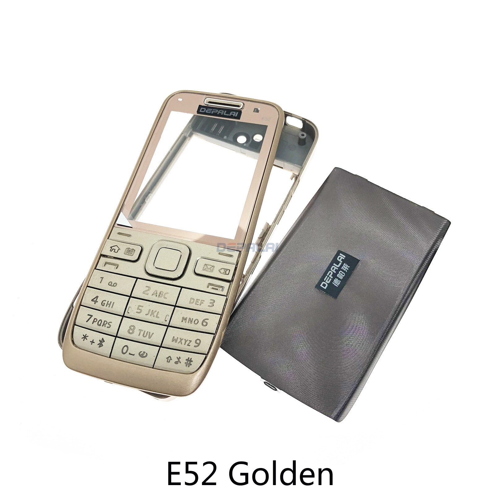 For Nokia c5-00 C5 E52 Housing Front Faceplate Frame Cover Case+Back cover/battery door cover+Keypad: E52 Golden