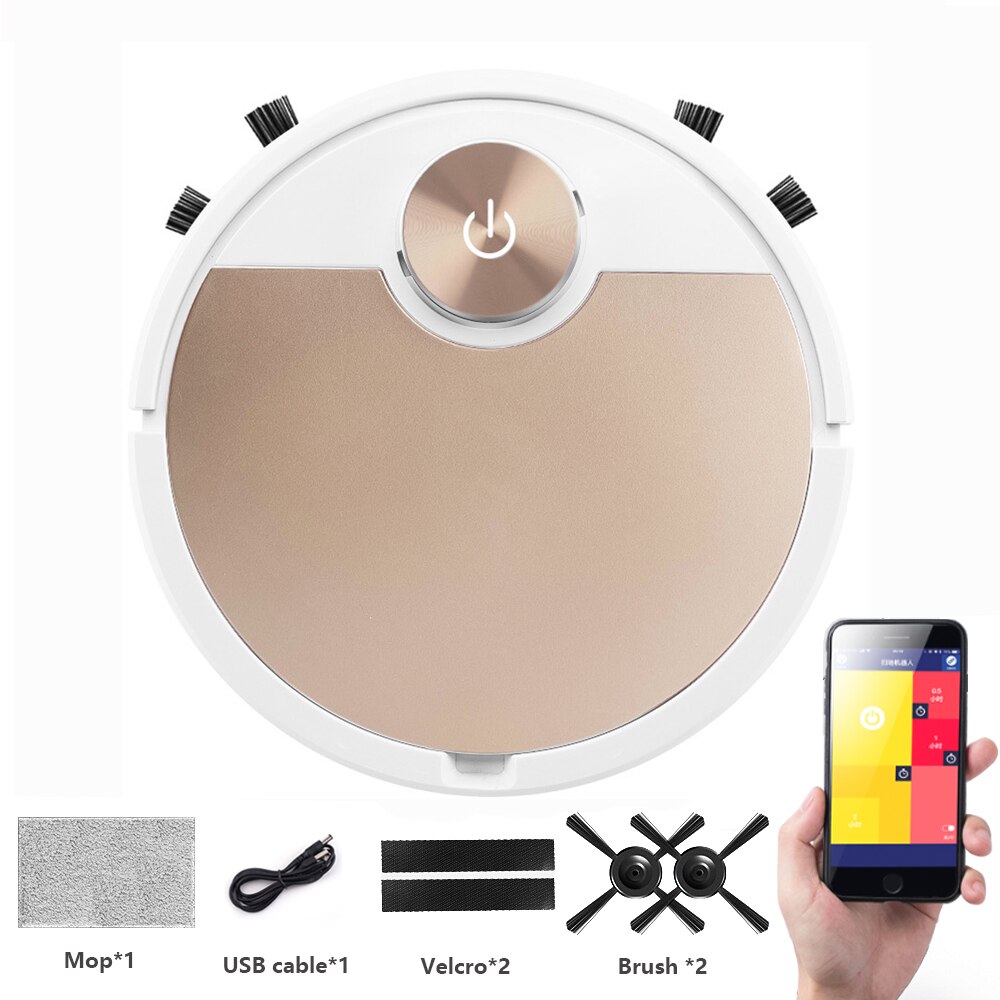 Smart Robot Vacuum Cleaner Mobile Phone APP Remote Control Automatic vaccum cleaner for Home Dust Removal cleaning Sweeper: Champagne gold