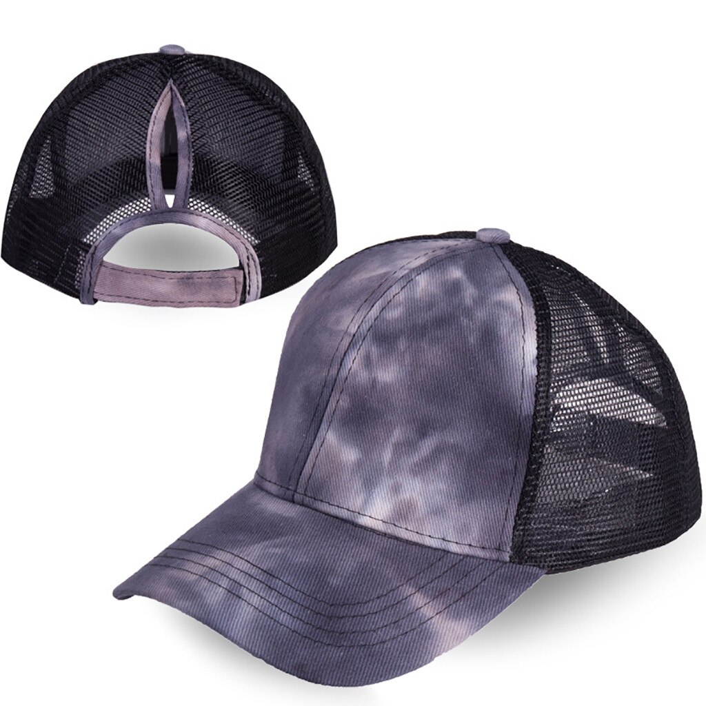 Mannelijke Outdoor Verstelbare Mesh Baseball Cap Mode Baseball Hoed Tie-Dye Cap Ademend Sport Cap Zomer Cap: Black 
