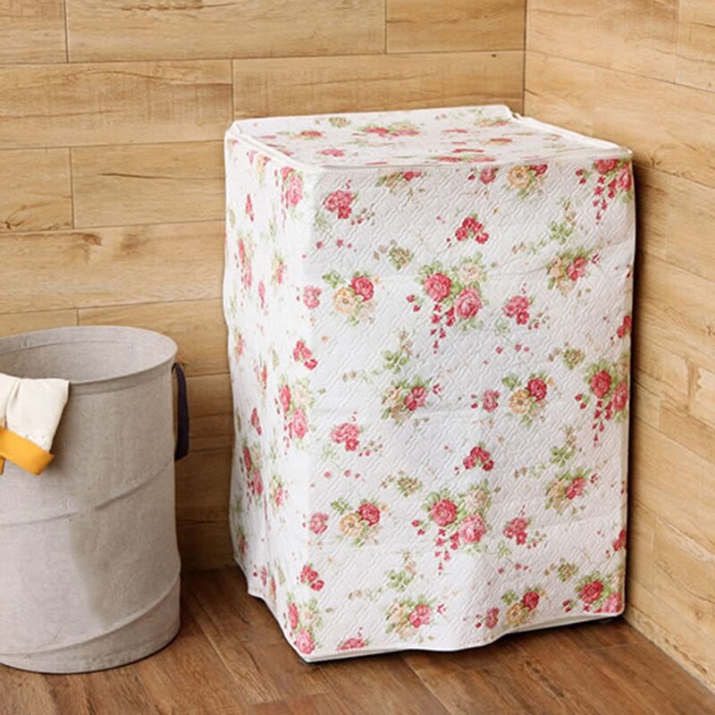 Washing Machine Zippered Dust Cover Sunscreen Washing Machine Enclosures Flower Pattern Thicker Waterproof Durable