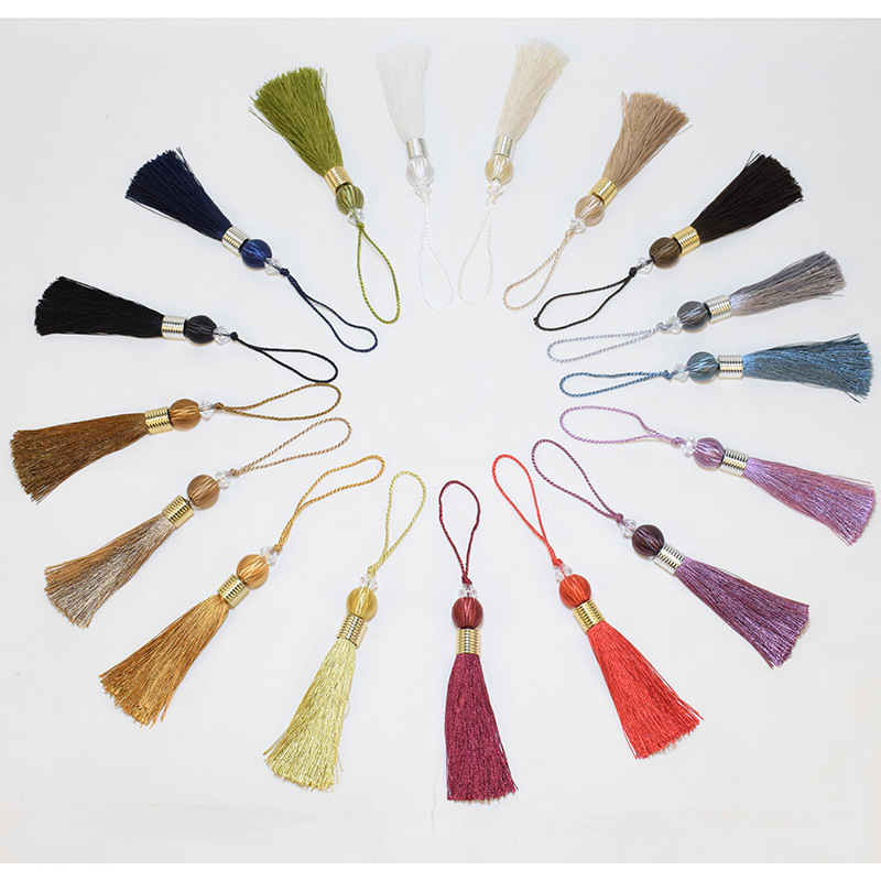 Pompon boule avec corde suspendue 10cm, 2 pièces/lot, garniture pompon à coudre en soie, décoration clé pour rideau, décoration de la maison