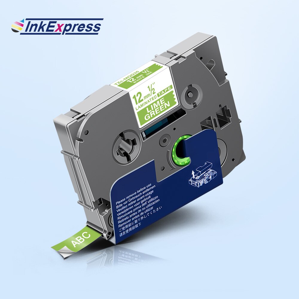 12mm Laminated TZe Tape TZe-MQG35 Label Tape White on Lime Green Label Cassette For Brother P touch Label Maker PT-D600 PT-H100