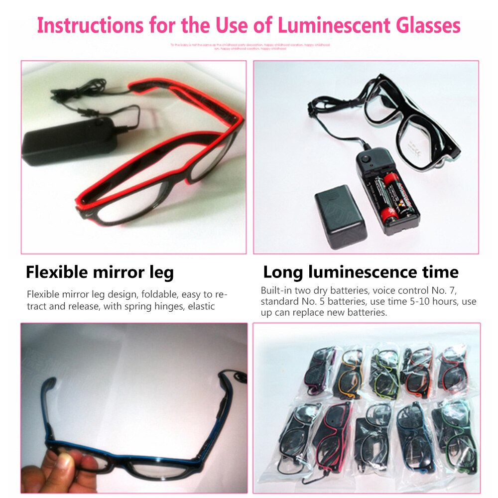 LED Glasses Flash Luminous Blind Eyewear Sound Control Cold Light Eye Blinking Glowing Glasses Carnival Dance Bar Party Xmas Toy
