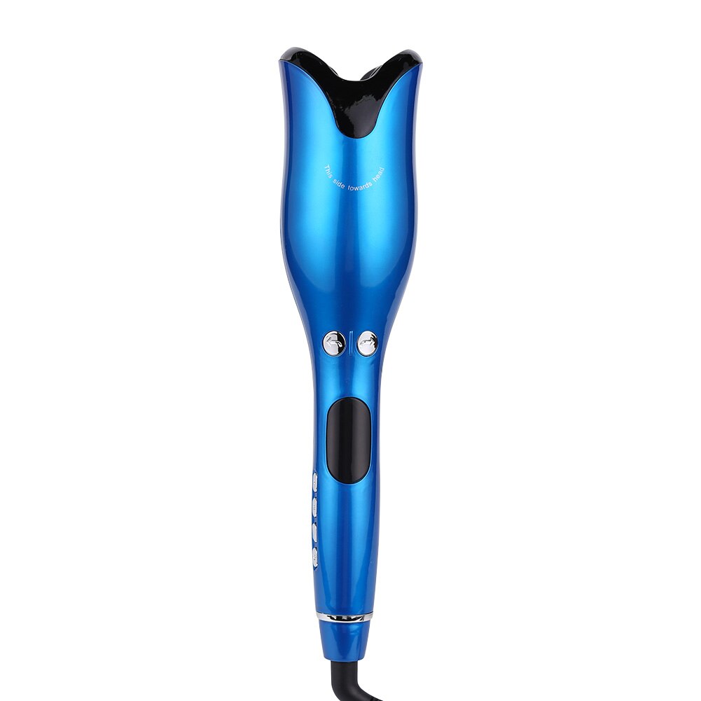 Automatic Hair Curler Curling Iron Rotating Air Curler Styling Tool Curls Waves Ceramic Curly Wave Electric LCD Hair Curler: Blue / EU