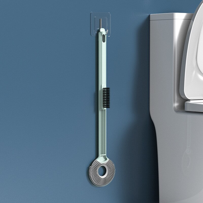 Silikon Wc Pinsel Startseite Wc Sauberen Pinsel Zauberstab Montiert Wc Reinigung Werkzeuge Mit 2 Bürsten WC Schlecht Zubehör: Grün Nein Kasten