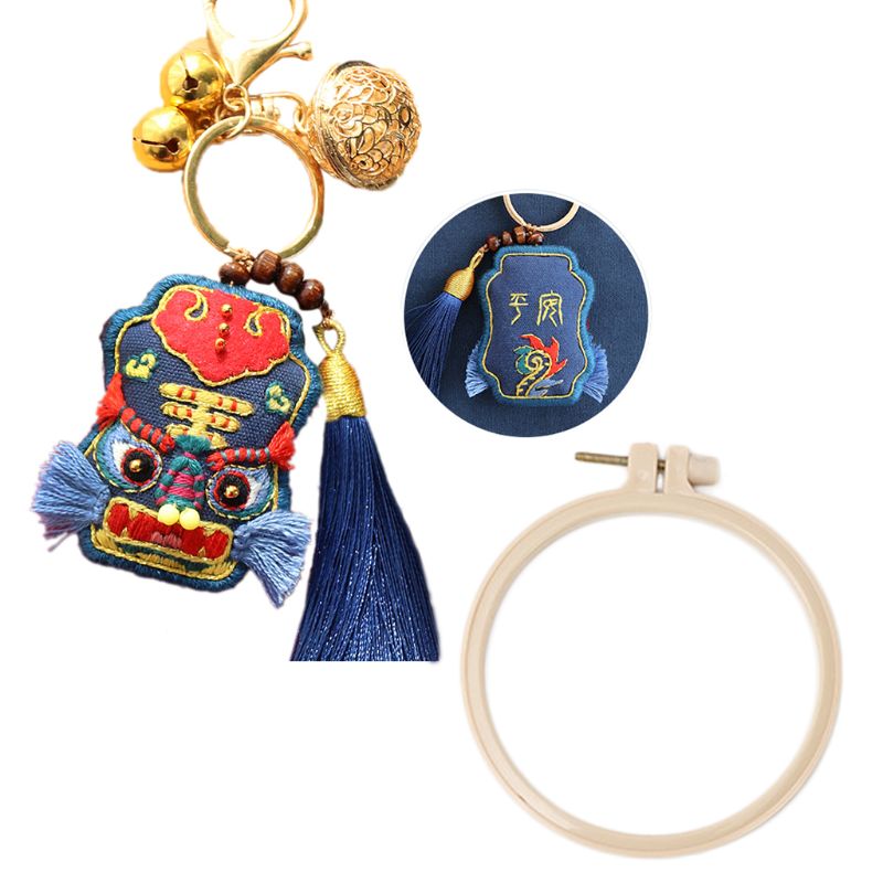 Kinesisk amulet broderi kit gør det selv nøglering korssting håndarbejde håndlavet syning håndværk bil taske vedhæng boligindretning: 8