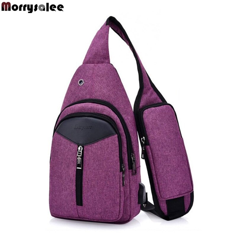 Unisex anti-diefstal heren usb borsttas heren verborgen schoudertassen casual retro crossbody tas canvas motor sling tassen: Paars