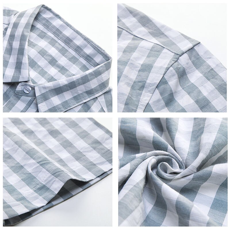 Coodrony ruudullinen puuvillapaita miehet business casual paidat miesten vaatteet kevät kesä lyhythihainen camisa masculina plus koko  c6034s