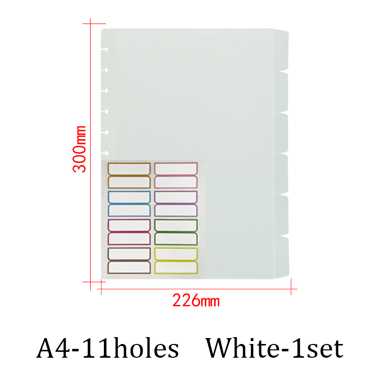 A4 Mushroom Hole Notebook File Index Page Separator Page Mushroom Planner Bookmark Page Loose-leaf Accessories Notebook Supplies: White