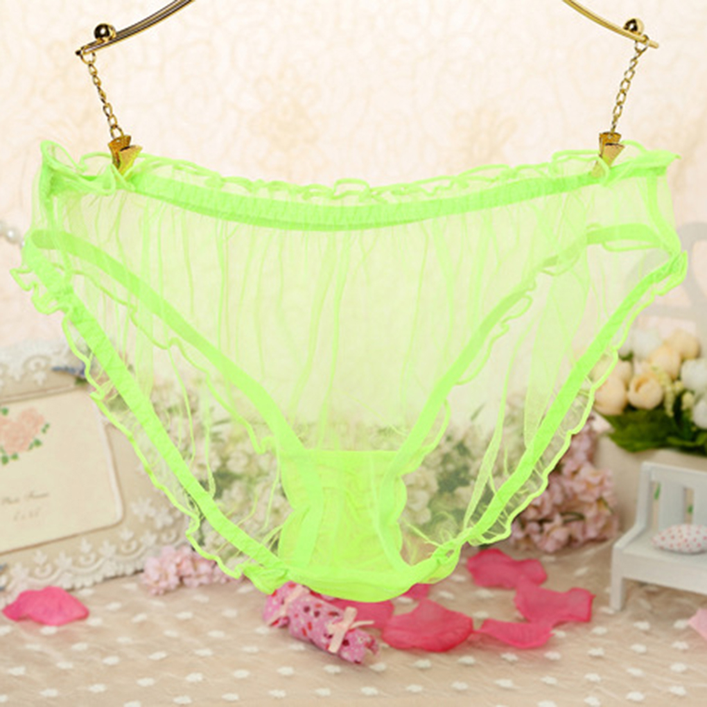 Slip Transparent pour femme filles dame culotte à volants bord maille tentation sous-vêtements: 7