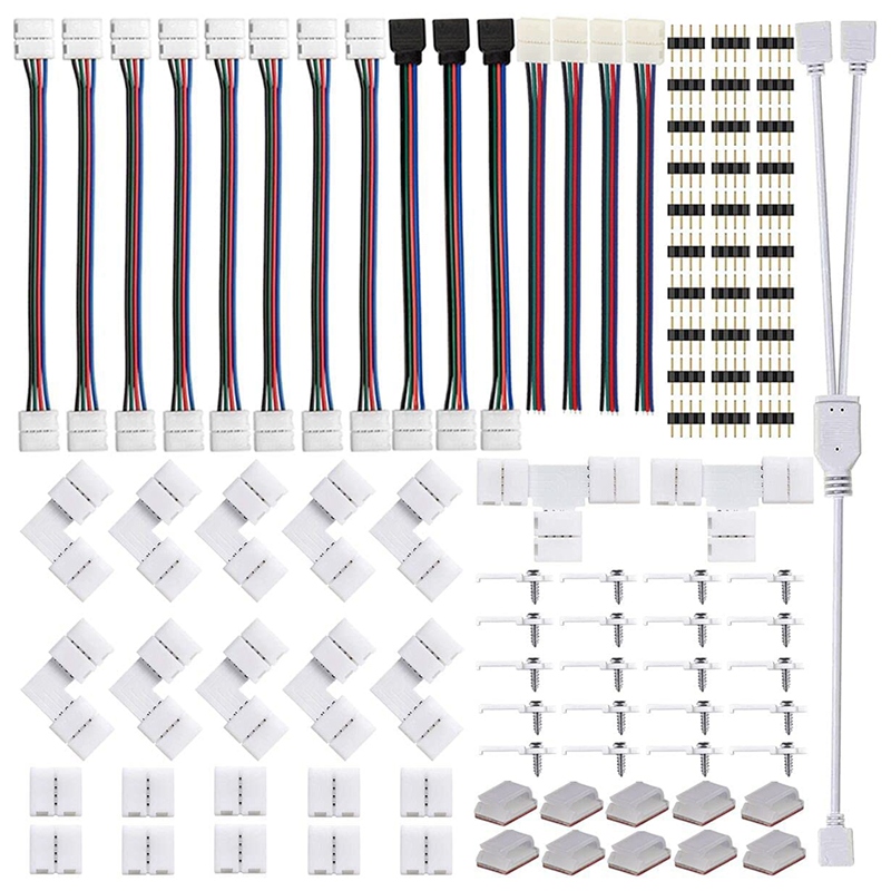 Led Strip Connector Kit 4-Pin Connector 10 Mm Solderless Connector Compleet Kit Geschikt Voor Led Strip Quick Connection: Default Title