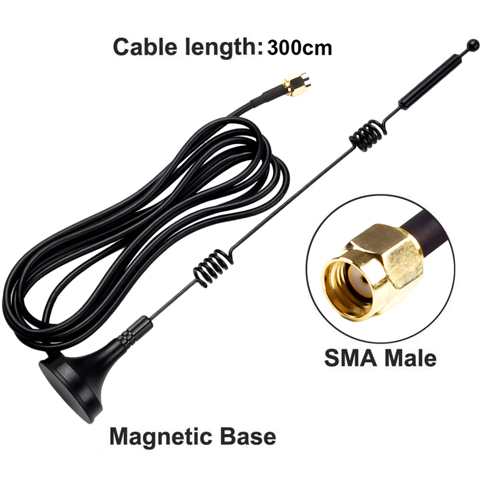1 unidad de antena externa 12dBi de doble banda 2,4G/5,8 GHz antena inalámbrica con ventosa WiFi SMA macho base magnética antena de señal de doble hélice